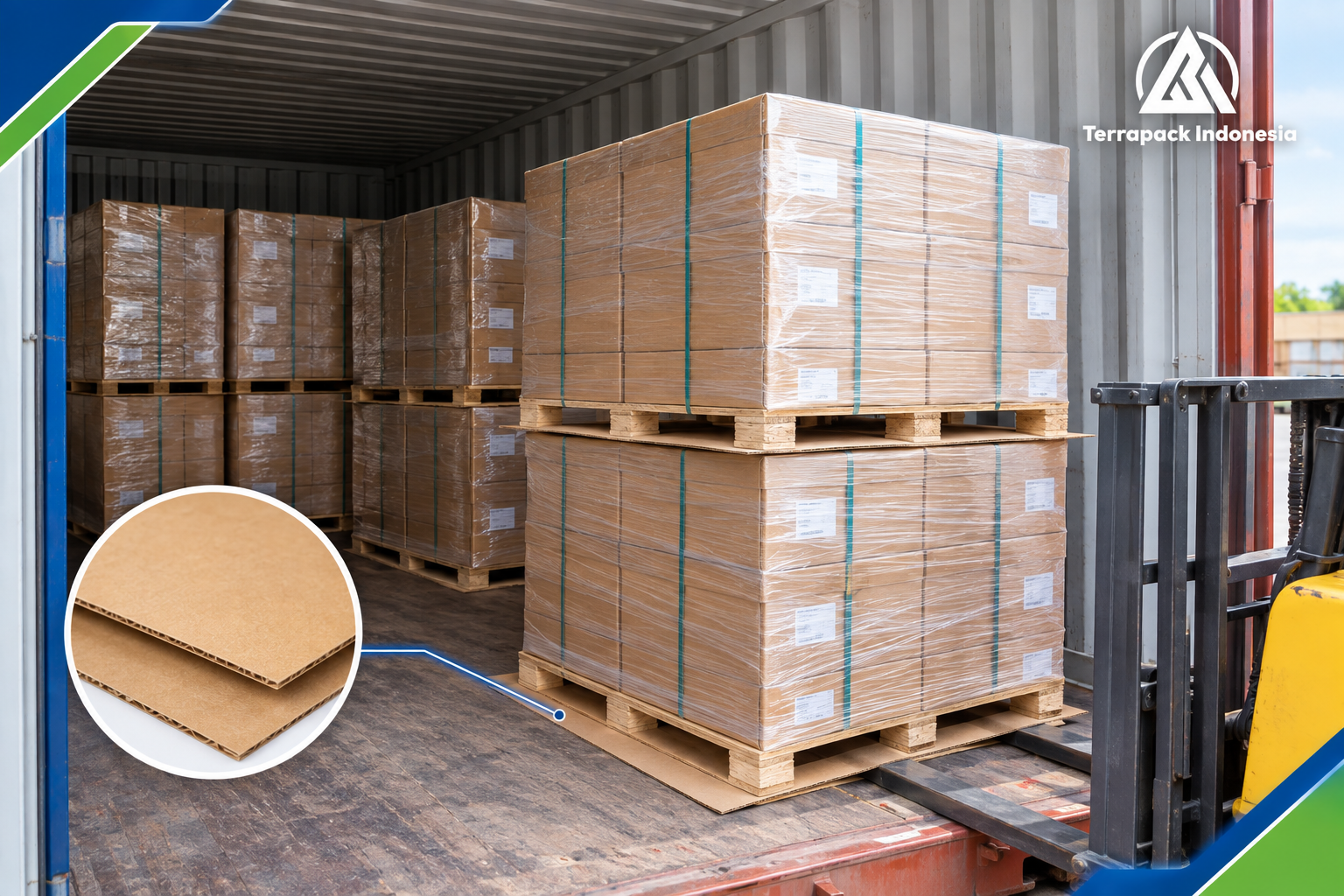 Slip sheet sebagai alas palletless untuk pengiriman menggunakan container